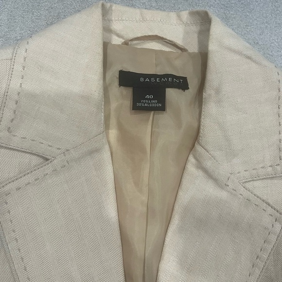 [40/US S/M]WMN Cream Linen Blend Summer/Spring Blazer Single Breast 2 Button - Picture 4 of 13